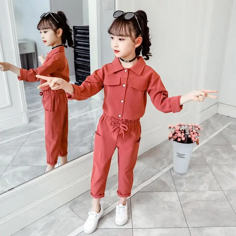 costumes à manches longues pour enfants, vêtements de printemps et d'automne pour filles, ensemble de sport pour enfants, document solide, fjkids 2, grands enfants, 12 ans