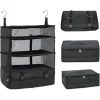 Organisateur de bagages de voyage, étagères de voyage portables, sac de valise à 3 étagères, Cube d’emballage pliable, sac de rangement pour placard suspendu, espace