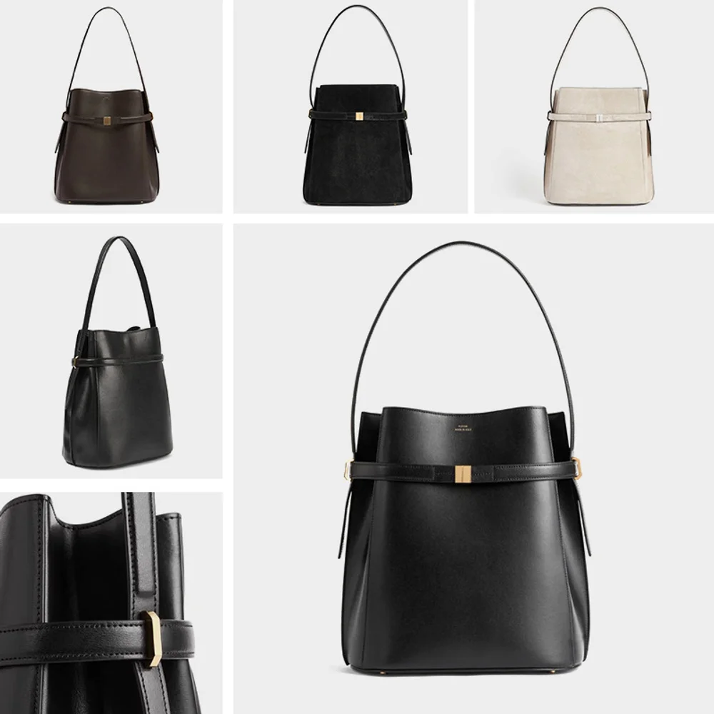 Sac seau de grande capacité, lettre de niche, sac à bandoulière portable simple et polyvalent pour femmes Sac seau de grande capacité, lettre de niche, sac à bandoulière portable simple et polyvalent pour femmes