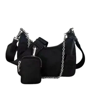 Sac à bandoulière décontracté en nylon imperméable pour femme, sac hobo initié à la mode, noir cool, JODecolr Aisselle, petit sac à main