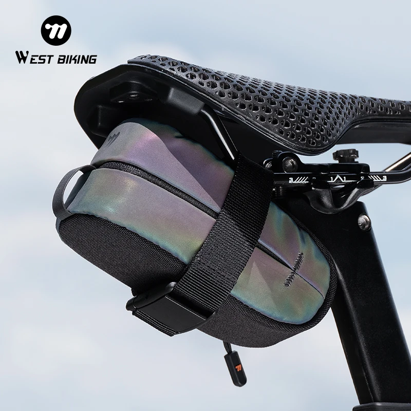 west biking – sac de selle de vélo réfléchissant, sac arrière de vélo de route et vtt, mini sacs à outils arrière portables pour cyclisme, sacs de vélo légers