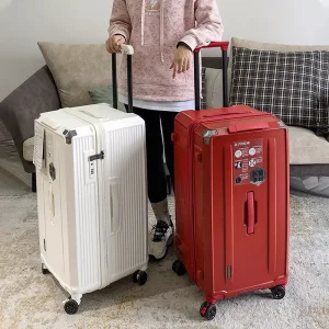 Valise de grande taille avec porte-bagages de frein à cinq roues, valise de voyage en matériau PC de 28 pouces, serrure TSA 32/36/50 pouces