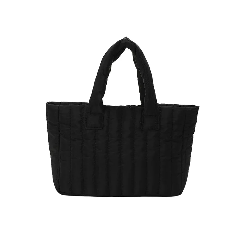1 pièces dames fourre tout grande capacité coton rembourré sac couleur unie décontracté mode nylon élégant pour sac à main