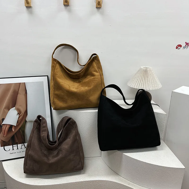sacs hobo minimalistes en daim en plusieurs couleurs, fourre tout décontracté de grande capacité pour une utilisation quotidienne et en voyage pour femmes