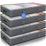 Sac de rangement pour couette sous le lit, non tissé, sac de finition anti-poussière et étanche à l&rsquo;humidité, boîte de rangement pliable pour vêtements, 100x50x15