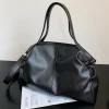 Grands sacs à bandoulière noirs pour femmes, Sac de shopping Hobo, couleur unie, Sac à main en cuir PU de qualité, fourre-tout de voyage pour dames, 2024
