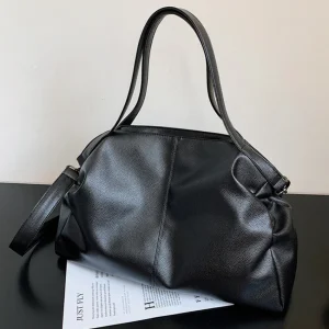 Grands sacs à bandoulière noirs pour femmes, Sac de shopping Hobo, couleur unie, Sac à main en cuir PU de qualité, fourre-tout de voyage pour dames, 2024