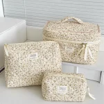 Pochette à cosmétiques Vintage pour femmes, imprimé Floral, sac à main de voyage, sac de rangement de maquillage, sac matelassé de grande capacité pour cadeau