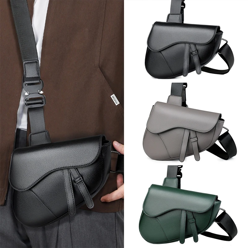 sac de selle simple pour hommes, sac à bandoulière de marque à la mode, sac à bandoulière à fermeture éclair, sac à main léger pour hommes, sac de poitrine décontracté de couleur unie