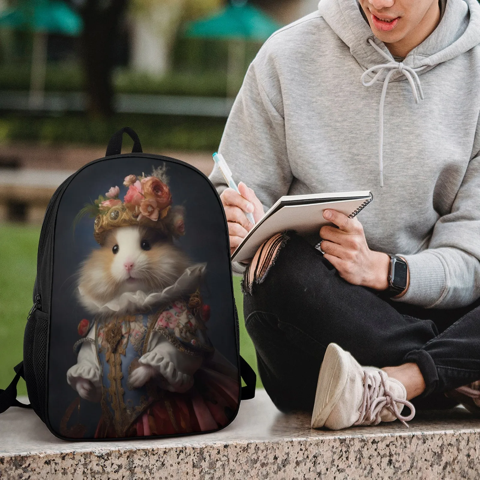 hamster in boho suit mochilas printed school backpacks for teenagers kindergarten bag girls 17 inch school backpack bag