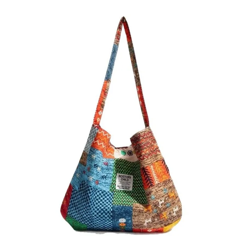 sac hobo en toile patchwork vintage : doux, rétro/bohémien, spacieux pour les voyages et le quotidien, mode avant