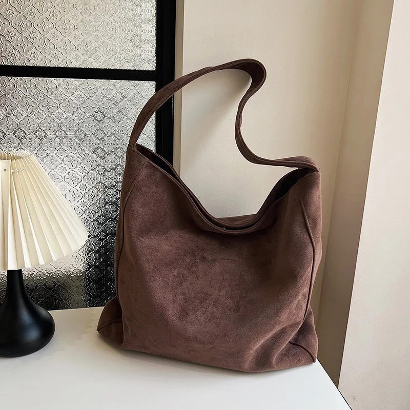 sacs hobo minimalistes en daim en plusieurs couleurs, fourre tout décontracté de grande capacité pour une utilisation quotidienne et en voyage pour femmes
