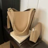 sac seau pour femmes, sac à bandoulière à sangle réglable en cuir végétalien avec poche intérieure, sac hobo solide pour le travail et les voyages