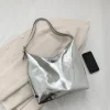 sac à provisions de luxe pour femme, sac à main à poignée supérieure en pu, sac fourre tout en cuir décontracté, haute capacité, argent, or, designer, mode