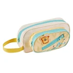 Dessin animé 3 couches sac à crayons pain blanc chiot chien toile grande capacité sac à crayons portable esthétique papeterie sac de rangement