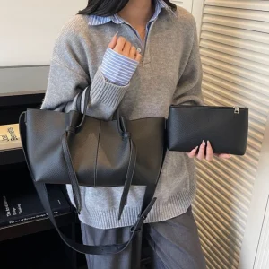 Ensemble de sacs fourre-tout, sac à bandoulière en PU pour femmes avec sac à main assorti, sac à main Simple de grande capacité de couleur unie, automne hiver 2025