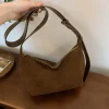 sac à main en daim avec sangle réglable pour femme, bandoulière hobo, multi poches, croissant, fermeture Éclair, travail, voyage