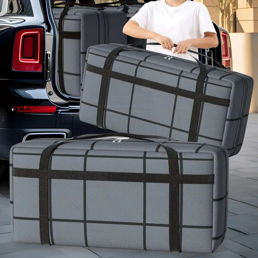 sac de rangement pour vêtements épais, sac polochon de grande capacité à double fermeture éclair, poignée renforcée, sac de rangement pour couette pliante, camping
