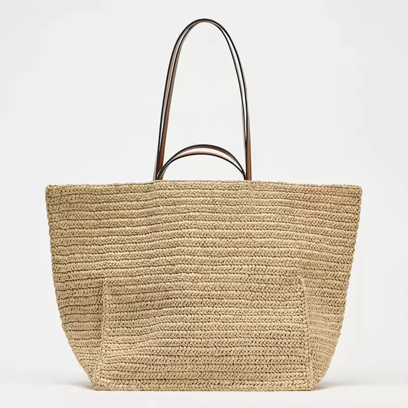 sacs à main tissés à la main pour femmes, sac de plage d'été, grands sacs à main de shopping, fourre tout en paille de grande capacité de styliste, 2025