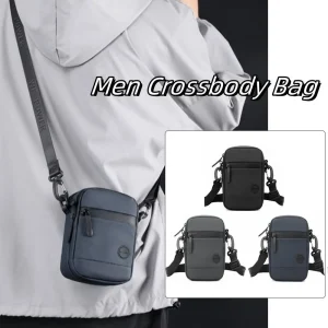 Sac à bandoulière carré décontracté pour hommes, couleur unie, sac de poitrine simple, multifonctionnel multi-poches, sac banane en Nylon pour randonnée