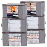 Sac de rangement pour couette, boîte d&rsquo;organisation, sac d&rsquo;organisation pour vêtements en tissu pliable pour couette, couverture, literie et vêtements, 3 pièces/6 pièces, M