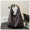 Sac à main marron en cuir souple pour femme, sac à main de grande capacité, fourre-tout décontracté pour femme, sac à main initié, mode de luxe