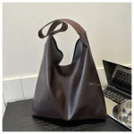 Sac à main marron en cuir souple pour femme, sac à main de grande capacité, fourre-tout décontracté pour femme, sac à main initié, mode de luxe