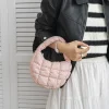 sac à bonbons mode mini sac fourre tout bouffant matelassé cercle téléphone sac à main élégant en nylon souple rembourré clé pochette simple tendance sac à main