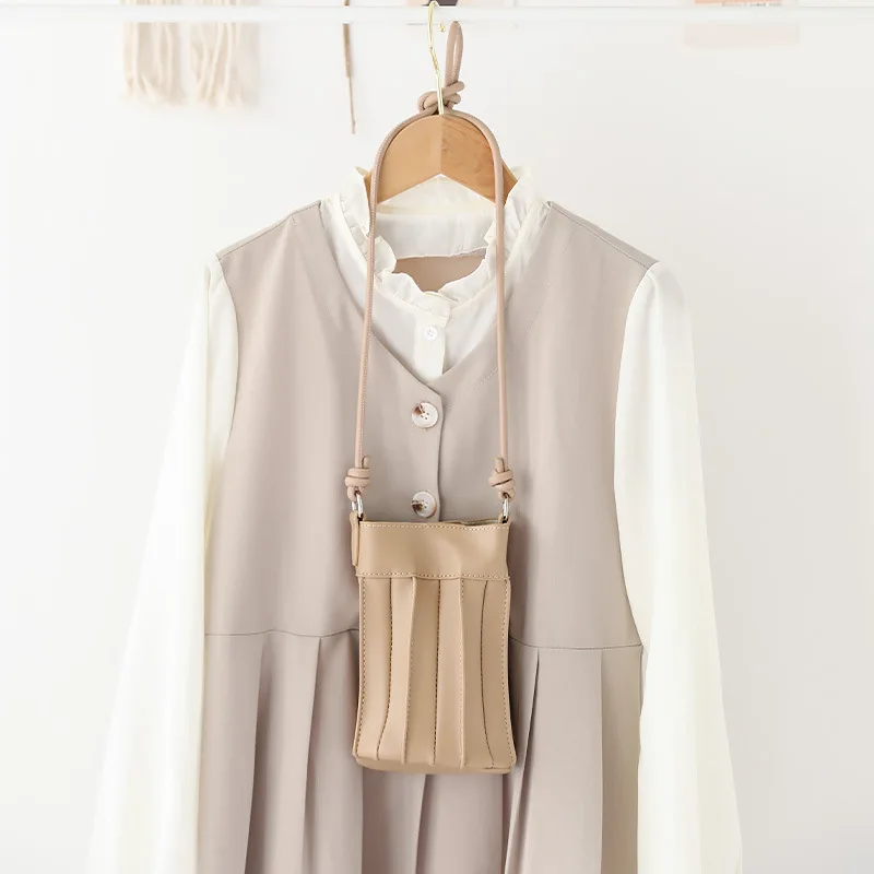 petit cartable plissé rétro, sac seau à bandoulière à la mode, mini sac simple en cuir souple pour téléphone portable, sacs à main pour femmes