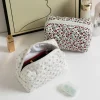 sacs de maquillage floraux matelassés, fermeture éclair, imprimé mignon, organisateur de rangement de fleurs, accessoire de maquillage, trousse de toilette, grand sac à cosmétiques pour femmes