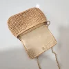 sac en paille tissé pour femmes, sac messager, facile à porter, portable, petit, carré, nouvelle mode, 2022
