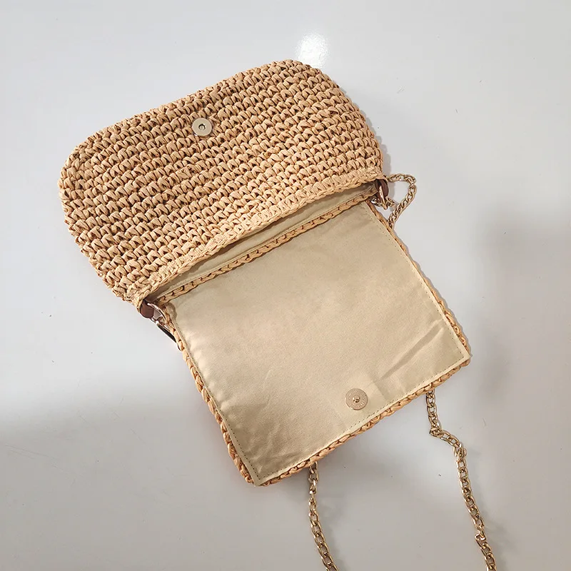 sac en paille tissé pour femmes, sac messager, facile à porter, portable, petit, carré, nouvelle mode, 2022