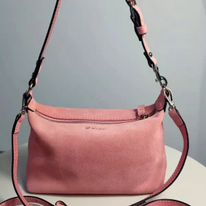 Sac Hobo en daim véritable pour fille, sac à main rose de luxe d&rsquo;hiver 2021, sac à main de déclaration populaire, Logo personnalisable/Fourre-tout à bandoulière avec initiale