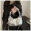 sac à main plissé à la mode pour femmes, pendentif nœud papillon, sac à bandoulière à la mode, sac à bandoulière simple et élégant, tendance en chaîne