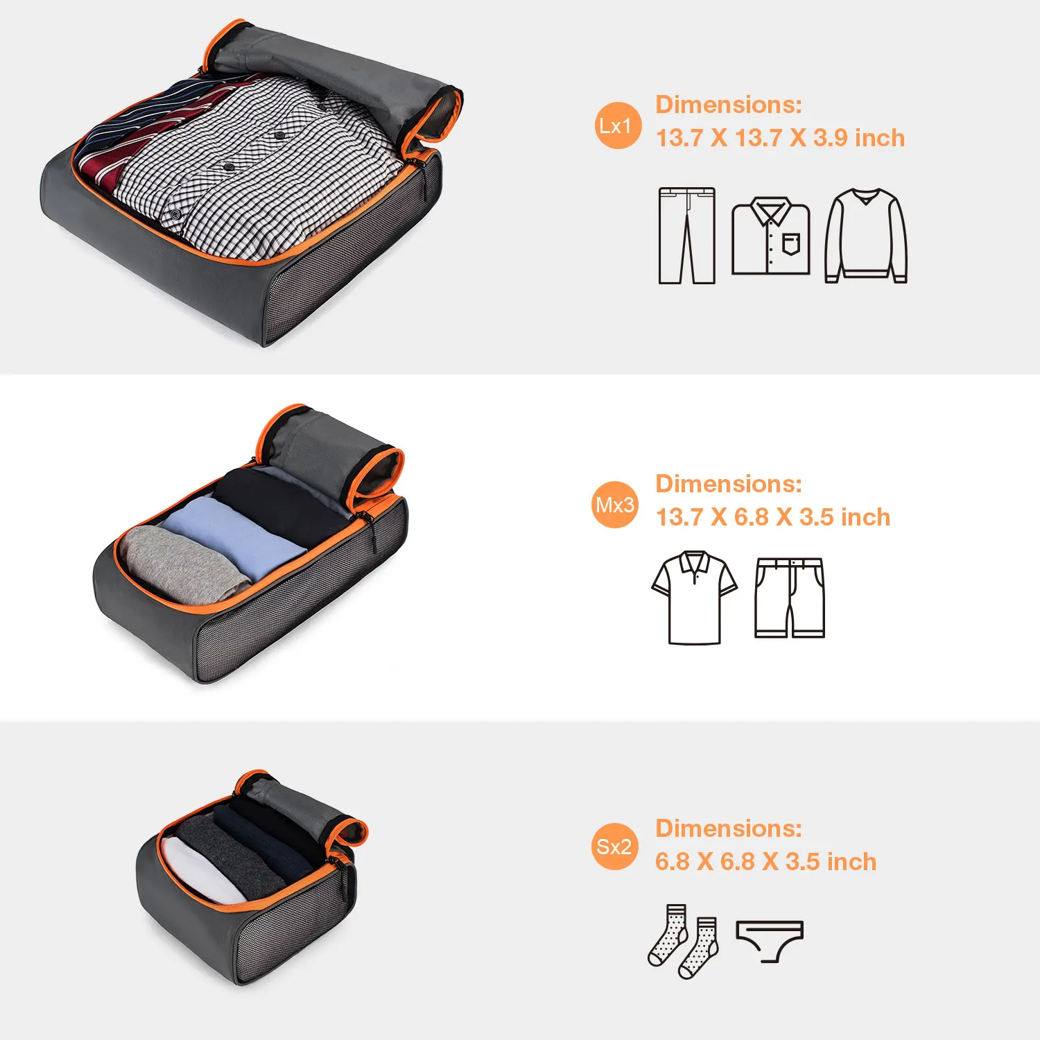 organisateur de voyage léger pour hommes, 6 pièces, sacs intelligents, cubes d'emballage pour valises à cadre métallique, organisateurs de valise pour femmes