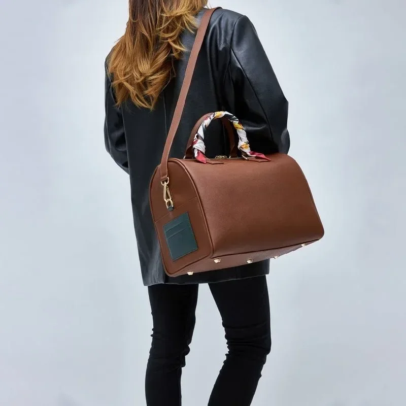 kpop garçons boston sacs v design muet unisexe bostons sac à bandoulière pu grande capacité sacs à bandoulière avec foulard en soie sac organisateur
