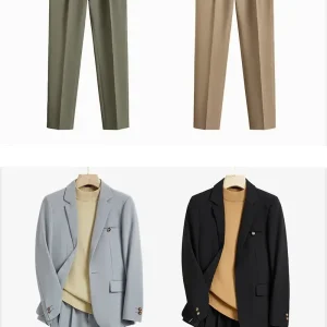 Costume d&rsquo;affaires décontracté pour hommes, de haute qualité, classique, Simple, noir, marron, mode, ensemble 2 pièces (Blazer + pantalon), mariage, S-6XL