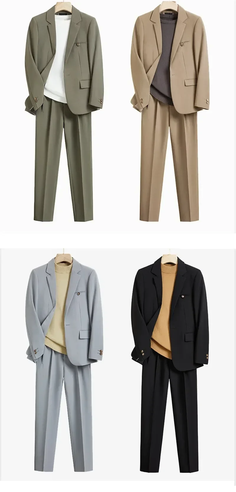 Costume d’affaires décontracté pour hommes, de haute qualité, classique, Simple, noir, marron, mode, ensemble 2 pièces (Blazer + pantalon), mariage, S-6XL Costume d’affaires décontracté pour hommes, de haute qualité, classique, Simple, noir, marron, mode, ensemble 2 pièces (Blazer + pantalon), mariage, S-6XL