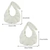 sac à main matelassé en coton solide pour femme, plissé, nuage, boulette, rembourré, grande capacité, sac à bandoulière bouffant, initié, mode