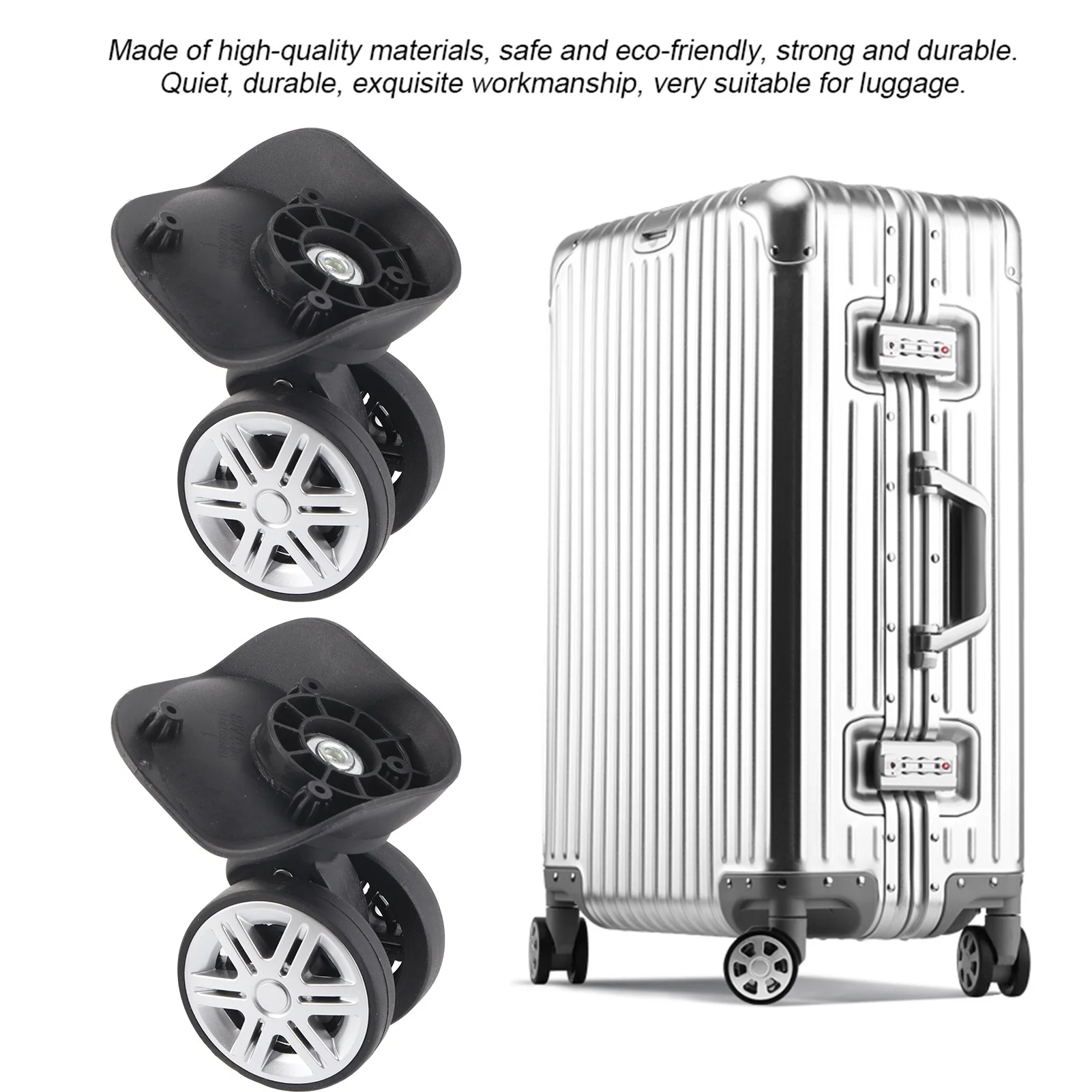 1 paire extérieure muet double rangée grande roue barre de traction boîte valise accessoire valise roue muette roue boîtier roue