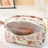 sac de maquillage matelassé à motif d'animal de dessin animé, sac à main portable de grande capacité pour femmes, rangement de produits de toilette cosmétiques, sac à main à fermeture éclair