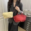 sac fourre tout pour femmes, sac sous les bras, grande capacité, sacs à bandoulière en cuir pu, sac à bandoulière vintage solide, porte documents tendance avec bourse