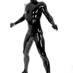 Beau costume noir en caoutchouc Latex, combinaison Catsuit avec masque, taille S-XXL Beau costume noir en caoutchouc Latex, combinaison Catsuit avec masque, taille S-XXL