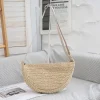 sac à main en paille tissé pour femme, bandoulière hobo, vacances d'Été, plage, ix, poudres sous les bras, sangle réglable