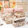 Sac de maquillage matelassé à motif d&rsquo;animal de dessin animé, sac à main Portable de grande capacité pour femmes, rangement de produits de toilette cosmétiques, sac à main à fermeture éclair