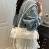 sac carré français élégant avec nœud coréen, sac de haute qualité en pu, niche simple style ballet, sac à bandoulière, nouveaux sacs décontractés pour femmes