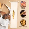 sacs de stockage des aliments réutilisables en lin avec ficelle, sac à baguette en coton, grande proximité, cuillère à soupe fraîche, respectueux de l'environnement, évaluation de la cuisine, jxbags