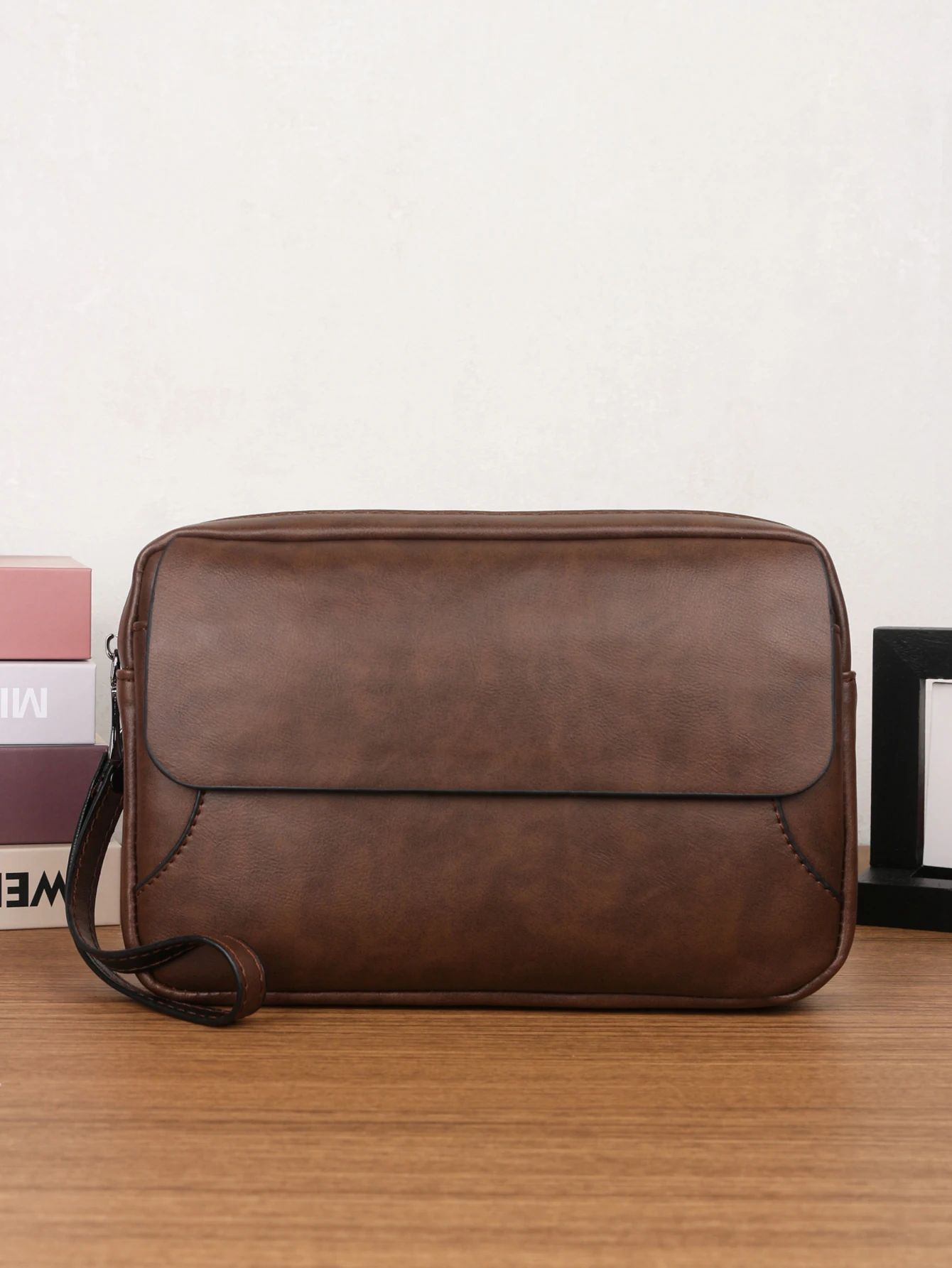 pochette à bracelet multifonctionnelle de grande capacité, sac à main rétro minimaliste, sac de téléphone portable, mode d'affaires décontractée