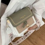 Sac à la mode pour femmes, nouveau sac à bandoulière polyvalent, décontracté, couleur contrastée, petit sac carré, large bandoulière