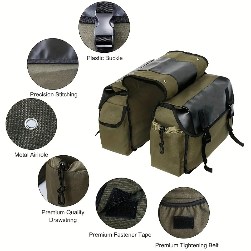 universal motorcycle saddle bag large capacity canvas panniers bags for bicycle bike motor saddlebags side tool bag